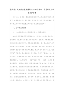 县文化广电新闻出版旅游局20XX年上半年工作总结及下半年工作打算