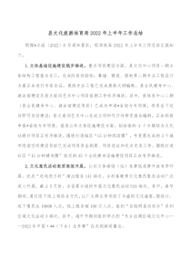 县文化旅游体育局20XX年上半年工作总结