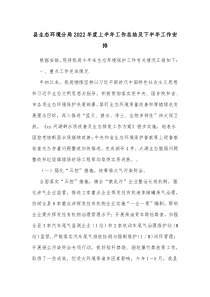 县生态环境分局20XX年度上半年工作总结及下半年工作安排