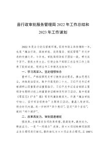 县行政审批服务管理局20XX年工作总结和20XX年工作谋划