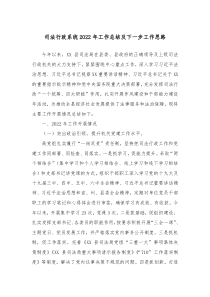 司法行政系统20XX年工作总结及下一步工作思路