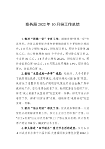 商务局20XX年10月份工作总结