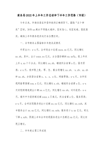 商务局20XX年上半年工作总结和下半年工作思路市级