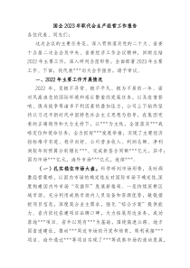 国企20XX年职代会生产经营工作报告