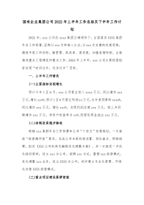 国有企业集团公司20XX年上半年工作总结及下半年工作计划