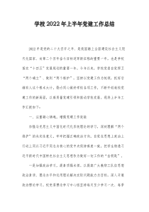 学校20XX年上半年党建工作总结