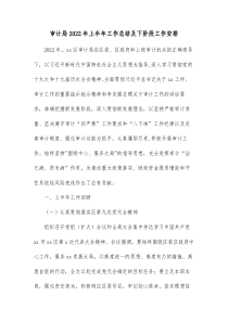审计局20XX年上半年工作总结及下阶段工作安排