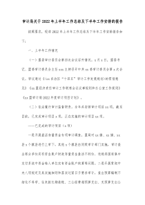 审计局关于20XX年上半年工作总结及下半年工作安排的报告