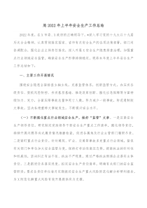 局20XX年上半年安全生产工作总结