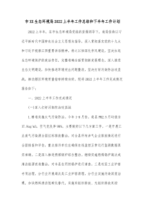 市XX生态环境局20XX上半年工作总结和下半年工作计划