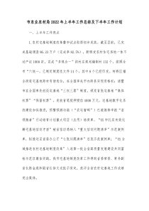 市农业农村局20XX年上半年工作总结及下半年工作计划