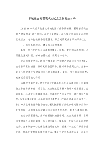 市域社会治理现代化试点工作总结材料