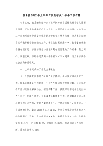 政法委20XX年上半年工作总结及下半年工作打算