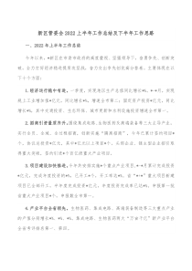新区管委会20XX上半年工作总结及下半年工作思路