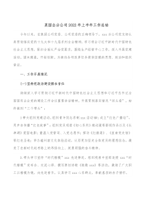 某国企分公司20XX年上半年工作总结