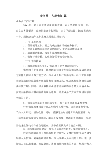 业务员工作计划11篇