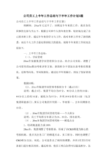 公司员工上半年工作总结与下半年工作计划3篇