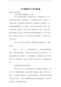 关于暑假学习计划合集8篇
