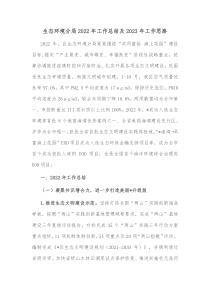 生态环境分局20XX年工作总结及20XX年工作思路