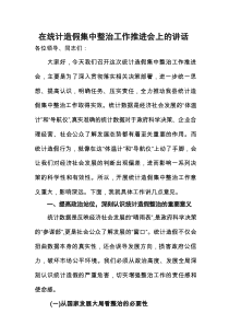 在统计造假集中整治工作推进会上的讲话