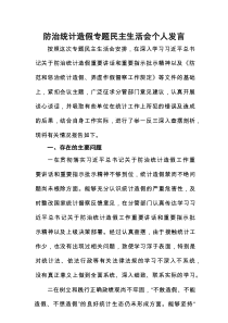 防治统计造假专题民主生活会个人发言