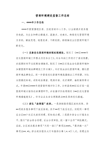 营商环境建设监督工作总结