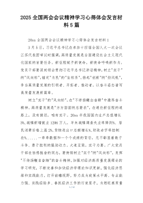 2025全国两会会议精神学习心得体会发言材料5篇