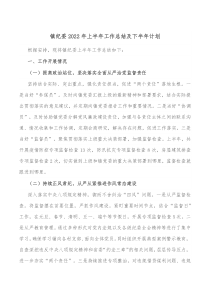 镇纪委20XX年上半年工作总结及下半年计划