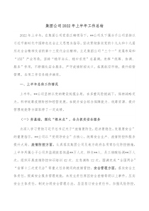 集团公司20XX年上半年工作总结