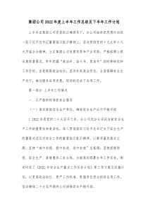 集团公司20XX年度上半年工作总结及下半年工作计划
