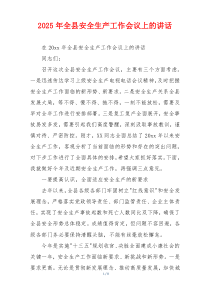 2025年全县安全生产工作会议上的讲话