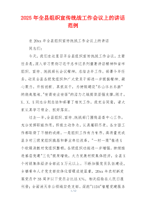 2025年全县组织宣传统战工作会议上的讲话范例
