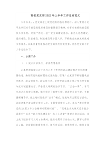 高校党支部20XX年上半年工作总结范文