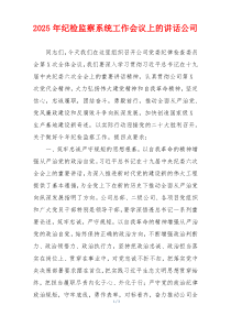2025年纪检监察系统工作会议上的讲话公司