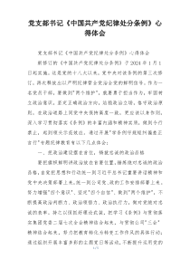 党支部书记《中国共产党纪律处分条例》心得体会