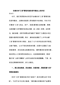 在镇农村“三资”管理风险防控专题会上的讲话.docx