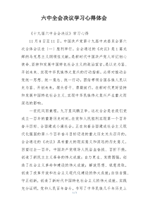 六中全会决议学习心得体会
