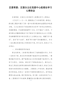 区委常委、区委办主任党委中心组理论学习心得体会