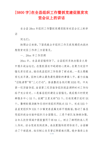 [5800字]在全县组织工作暨抓党建促脱贫攻坚会议上的讲话