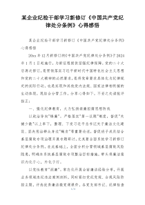 某企业纪检干部学习新修订《中国共产党纪律处分条例》心得感悟