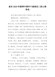 某市2025年春季中青年干部培训二班心得体会