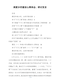 美丽乡村建设心得体会、研讨发言