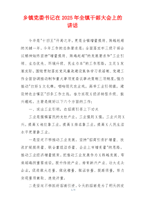 乡镇党委书记在2025年全镇干部大会上的讲话