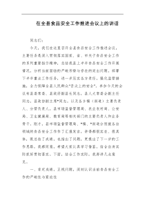 在全县食品安全工作推进会议上的讲话