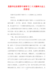 党委书记在领导干部学习二十大精神大会上的讲话