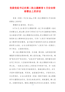 党委党组书记在第二批主题教育9月份安排部署会上的讲话