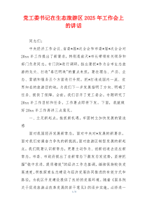 党工委书记在生态旅游区2025年工作会上的讲话