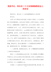 党组书记、局长在二十大安保维稳推进会上的讲话