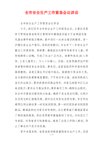 全市安全生产工作紧急会议讲话