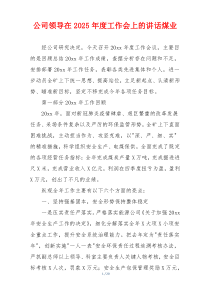 公司领导在2025年度工作会上的讲话煤业